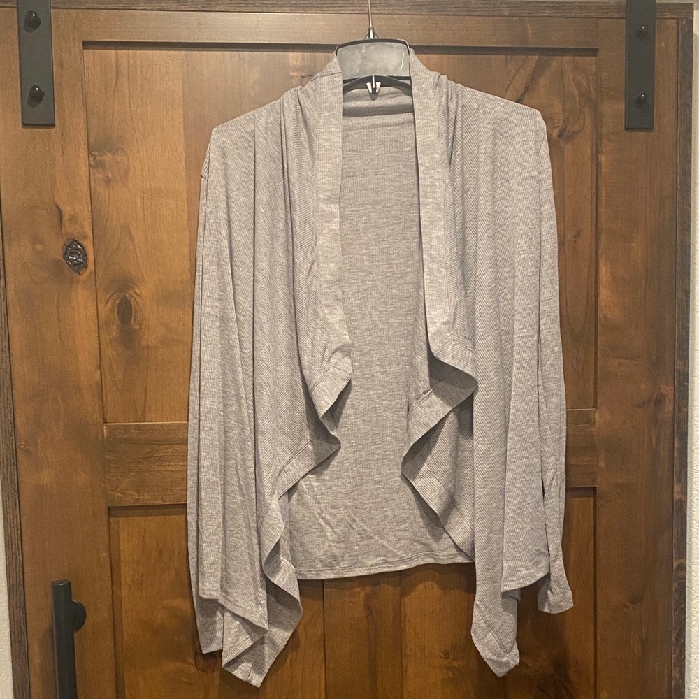 Elegant Heather Gray Women's Open Front Cardigan